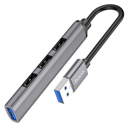 USB-хаб Hoco HB26 USB3.0 + USB2.0*3 (Серый)