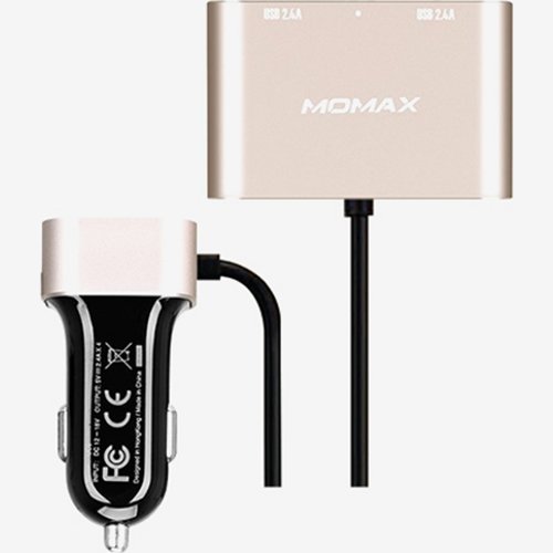 Автомобильное зарядное устройство Momax Car Charger With USB Extension Hub 9.6A на 4 USB выхода золотистое (UC6)