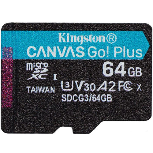 Карта памяти Kingston Canvas GO! Plus microSDXC  64 ГБ (SDCG3/64GB) + SD адаптер