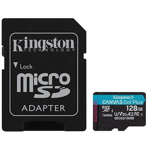 Карта памяти Kingston Canvas GO! Plus microSDXC  128ГБ (SDCG3/128GB) + SD адаптер