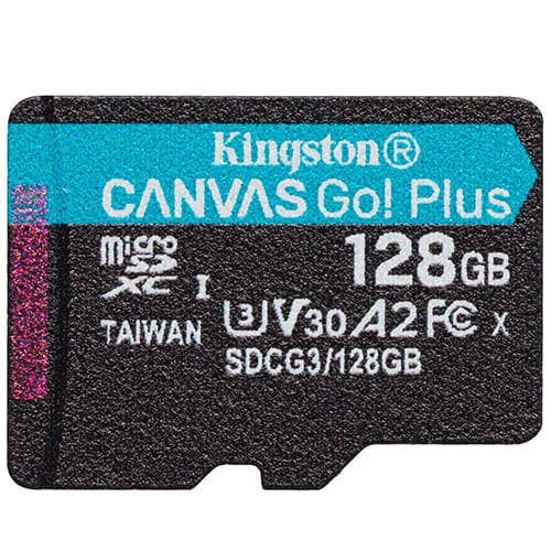 Карта памяти Kingston Canvas GO! Plus microSDXC  128ГБ (SDCG3/128GB) + SD адаптер