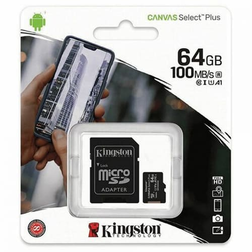 Карта памяти Kingston Canvas Select Plus microSDXC  64ГБ (SDCG3/64GB) + SD адаптер