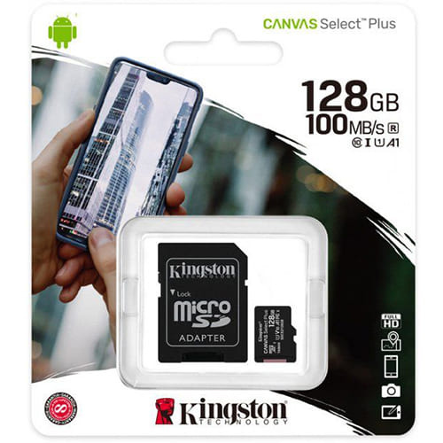 Карта памяти Kingston Canvas Select Plus microSDXC 128ГБ (SDCG3/128GB) + SD адаптер