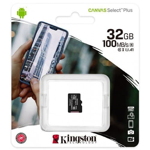 Карта памяти Kingston Canvas Select Plus microSDXC  32ГБ (SDCG3/32GB) + SD адаптер