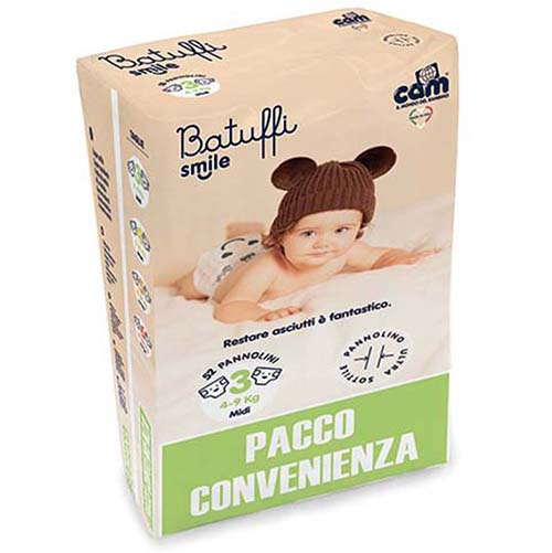 Подгузники CAM Batuffi Smile Pacco Scorta 3 Midi  4-9 кг (52 шт)
