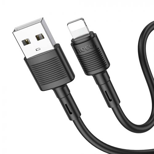 USB кабель Hoco X83 Victory Lightning, длина 1 метр (Черный) - фото2