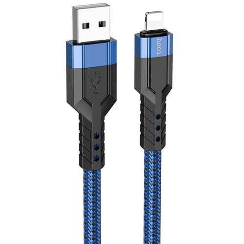 USB кабель Hoco U110 Lightning, длина 1,2 метра (Синий)