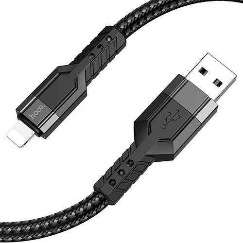 USB кабель Hoco U110 Lightning, длина 1,2 метра (Черный) - фото2