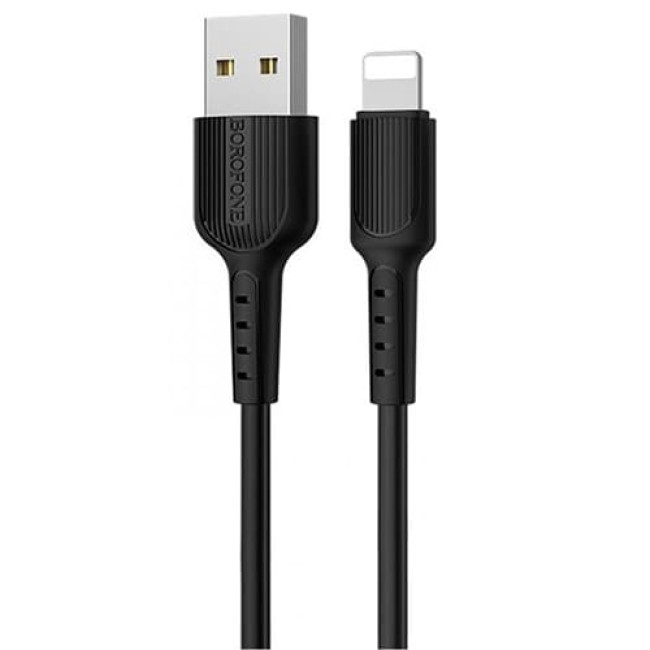 USB кабель Borofone BX16 Lightning, длина 1 метр (Черный)