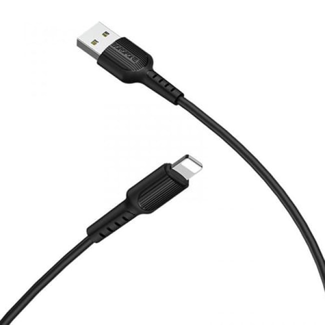 USB кабель Borofone BX16 Lightning, длина 1 метр (Черный)