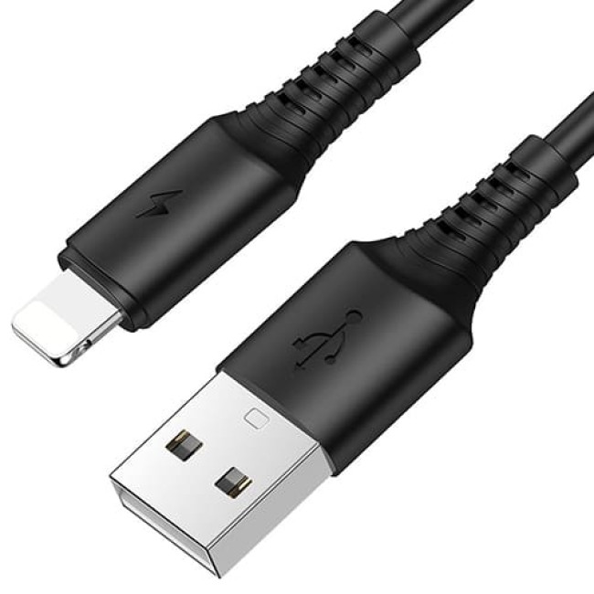 USB кабель Borofone BX47 Coolway Lightning, длина 1 метр (Черный)