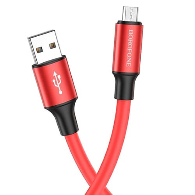 USB кабель Borofone BX82 Bountiful MicroUSB длина 1 метр (Красный)