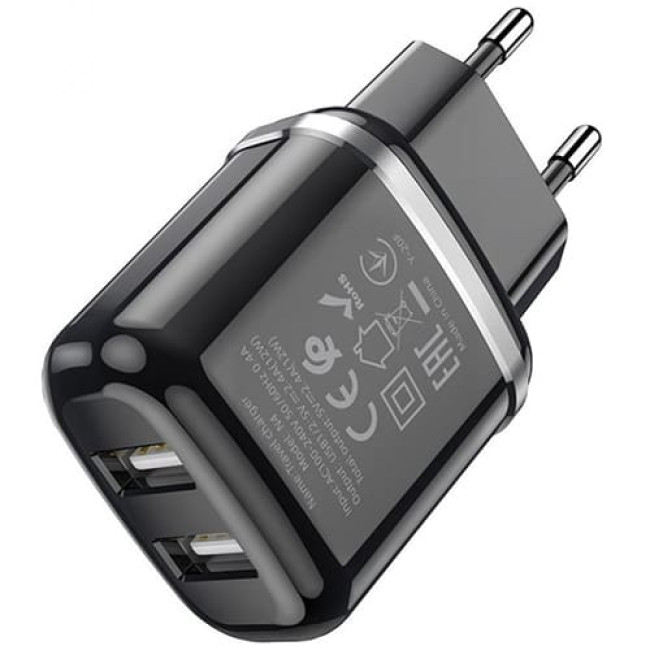 Зарядное устройство Hoco N4 Aspiring 2 USB 2.4A + Lightning кабель (Черный)