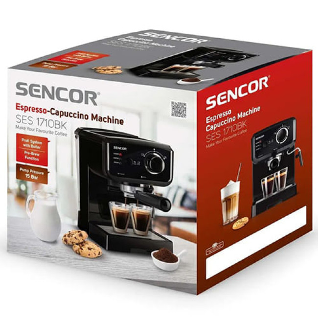 Рожковая помповая кофеварка Sencor SES 1710BK