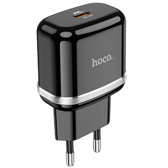 Зарядное устройство Hoco N24 Victorious Type-C PD20W + кабель Type-C - Type-C (Черный)