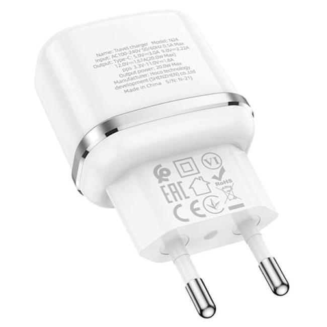 Зарядное устройство Hoco N24 Victorious Type-C PD20W + кабель Type-C - Lightning (Белый)