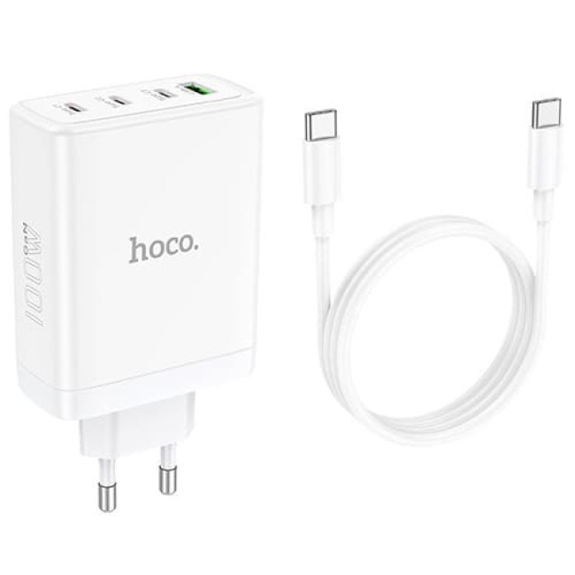 Зарядное устройство Hoco N31 3 USB Type-C PD100W + USB QC3.0 + кабель Type-C - Type-C (Белый) 