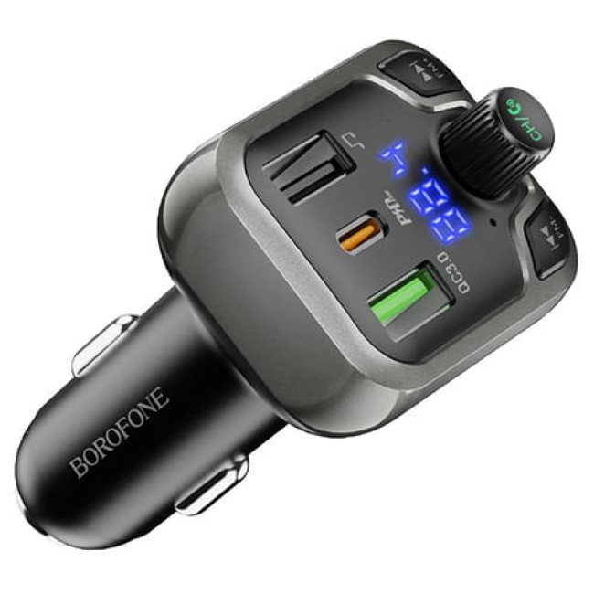 Автомобильное зарядное устройство с FM-трансмиттером Borofone BC38 Flash Energy (Черный)