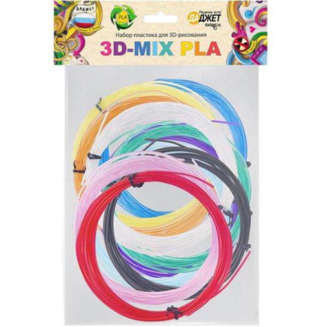 PLA-пластик для 3D-ручки Даджет 3D Mix (10 цветов по 5 метров) 50 метров