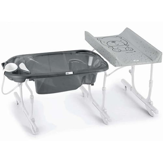 Ванночка с пеленальным столиком CAM Idro Baby Estraibile C518-C262 (Дизайн Тедди, серый-серый)