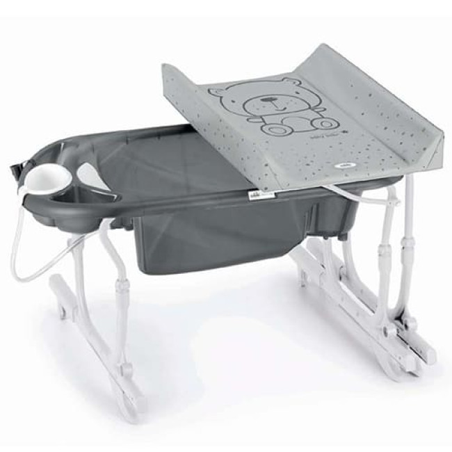 Ванночка с пеленальным столиком CAM Idro Baby Estraibile C518-C262 (Дизайн Тедди, серый-серый)