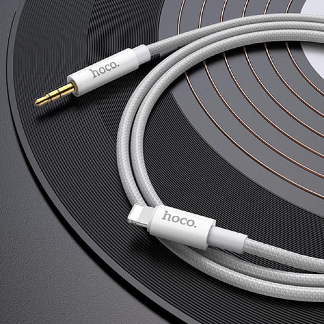 Аудио-кабель AUX c Lightning на 3.5mm Hoco UPA19 Серебристый - фото5