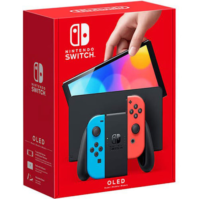 Игровая приставка Nintendo Switch OLED Черный, с неоновыми Joy-Con
