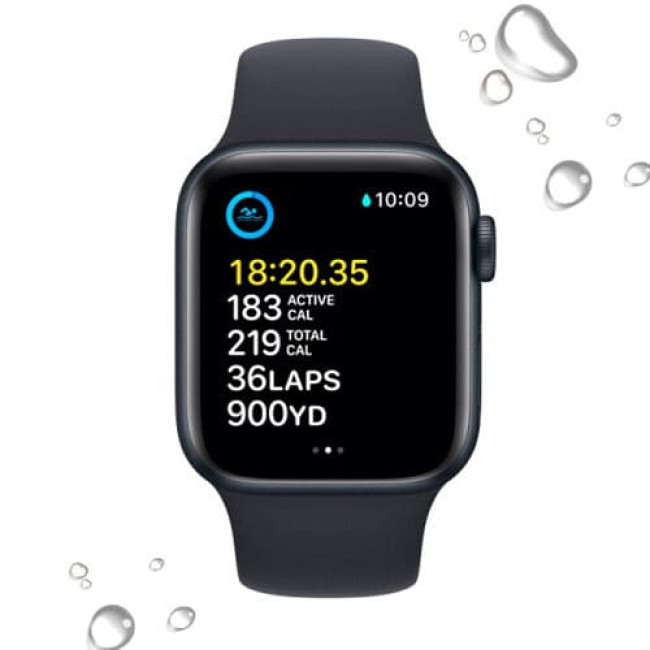 Умные часы Apple Watch SE 2 40 мм (алюминиевый корпус, спортивный силиконовый ремешок M/L) Полуночный/полуночный