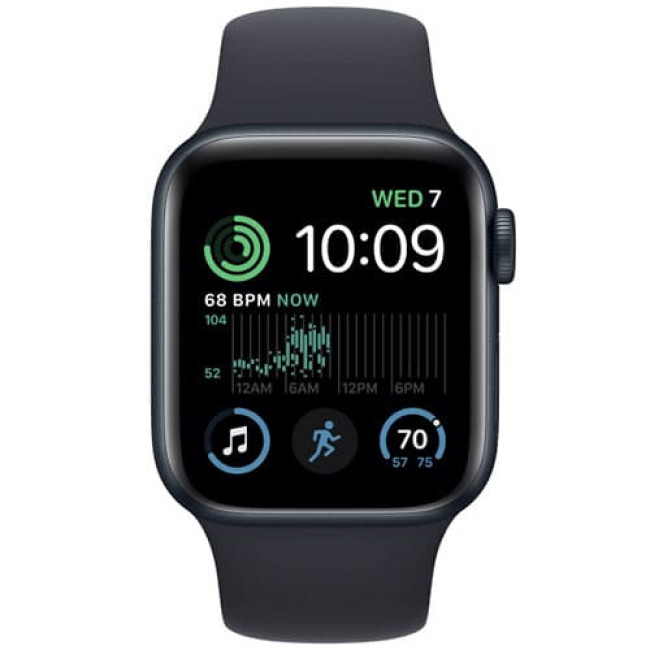 Умные часы Apple Watch SE 2 40 мм (алюминиевый корпус, спортивный силиконовый ремешок M/L) Полуночный/полуночный - фото2