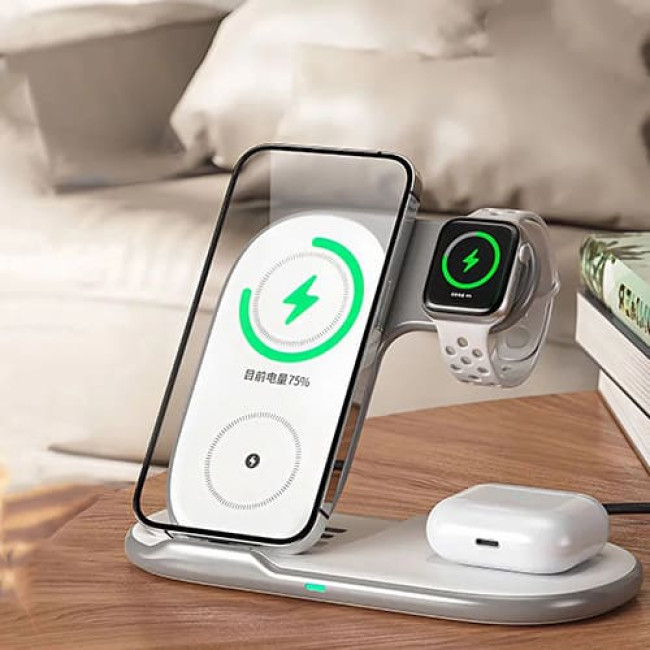 Беспроводное зарядное устройство Wekome Pop Digital Series Wireless Charging 3-in-1 WP-U167 Белый