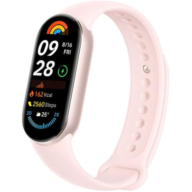 Фитнес-браслет Xiaomi Smart Band 9 (Международная версия) Розовое золото, с розовым силиконовым ремешком