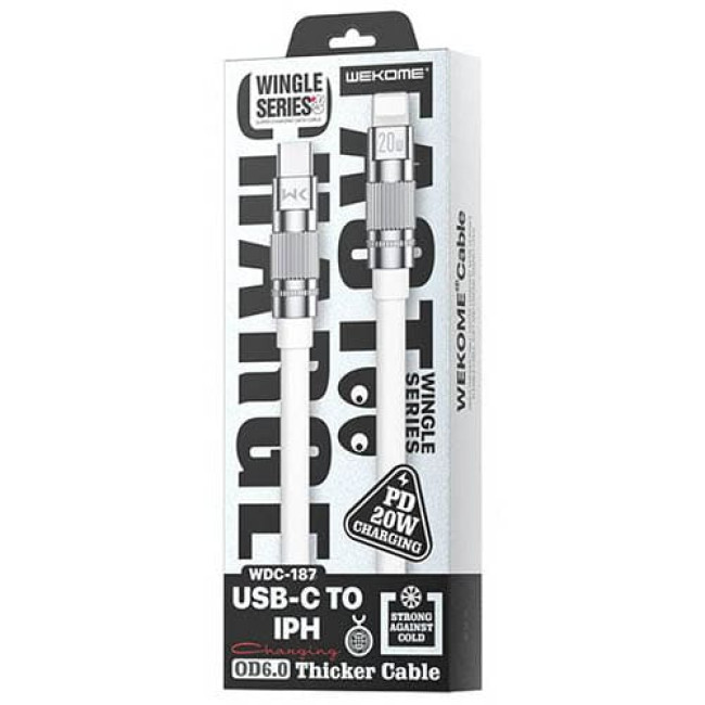 USB кабель Wekome WDC-187 Type-C+ Lighting 20W длина 1 метр Белый USB кабель Wekome WDC-187 Type-C+ Lighting 20W длина 1 метр Белый