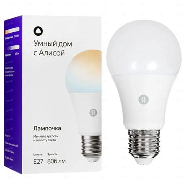 Умная лампа Яндекс E27 9W 806 Lm YNDX-00551 Белая Умная лампа Яндекс E27 9W 806 Lm YNDX-00551 Белая