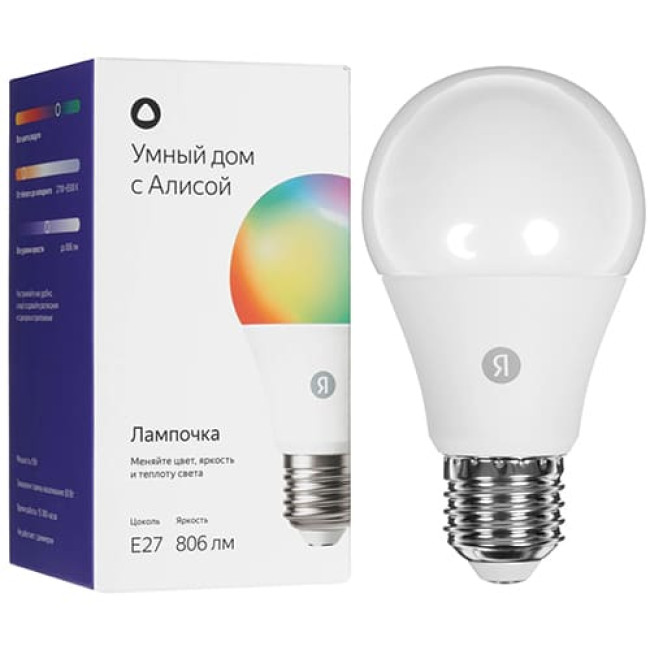 Умная лампа Яндекс E27 9W 806 Lm YNDX-00558 RGB