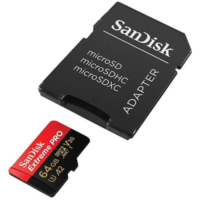 Карта памяти SanDisk Extreme PRO microSDXC SDSQXCU-064G-GN6MA 64GB (с адаптером)