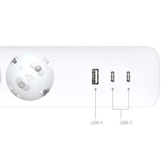 Сетевой фильтр Xiaomi 20W Power Strip 2C1A XMCXB01EU Европейская версия Белый