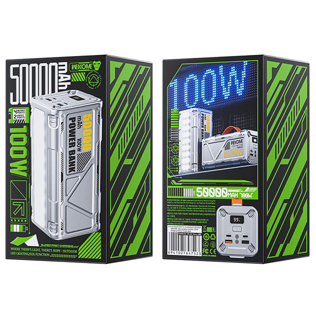 Внешний аккумулятор Wekome WP-08 50000 mAh 100W Серебристый Внешний аккумулятор Wekome WP-08 50000 mAh 100W Серебристый