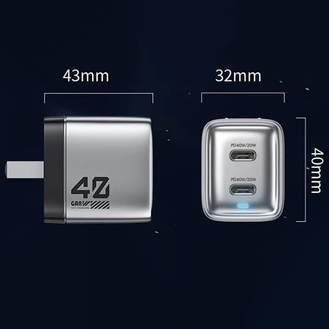 Зарядное устройство Wekome GaN 40W (C+C) WP-U02 Зарядное устройство Wekome GaN 40W (C+C) WP-U02
