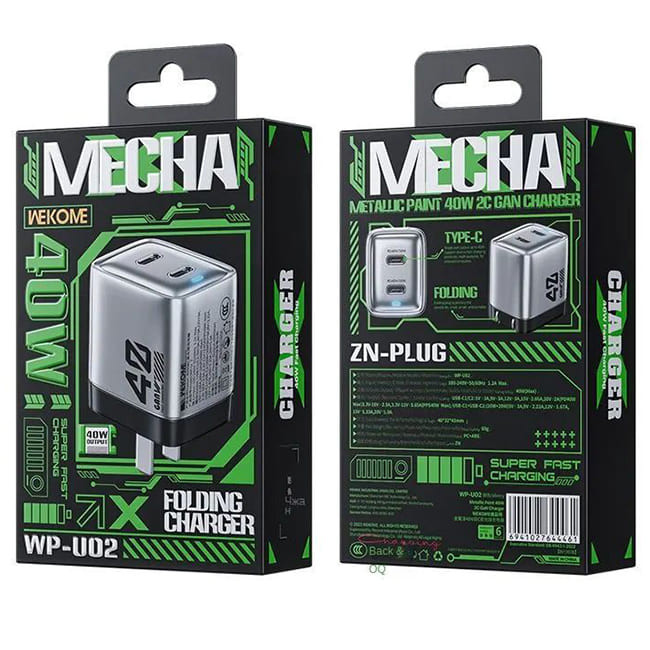 Зарядное устройство Wekome GaN 40W (C+C) WP-U02 Зарядное устройство Wekome GaN 40W (C+C) WP-U02
