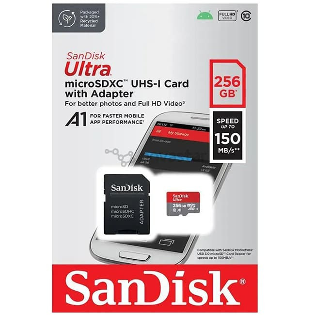 Карта памяти SanDisk Ultra microSDXC 256GB (SDSQUAC-256G-GN6MA 256GB) + SD адаптер