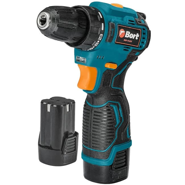 Аккумуляторная дрель-шуруповерт Bort BAB-16-BLK 93414868 (два АКБ, кейс)
