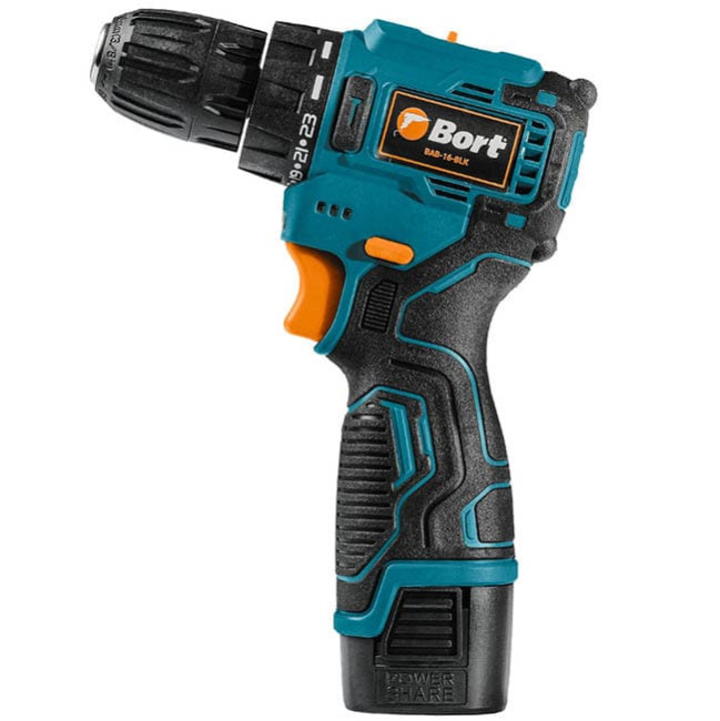 Аккумуляторная дрель-шуруповерт Bort BAB-16-BLK 93414868 (два АКБ, кейс)