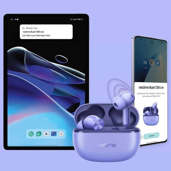 Наушники Realme Buds T200 Lite Сиреневый