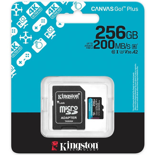 Карта памяти Kingston Canvas Go! microSDXC 256 ГБ (SDCG4/256GB) + SD адаптер