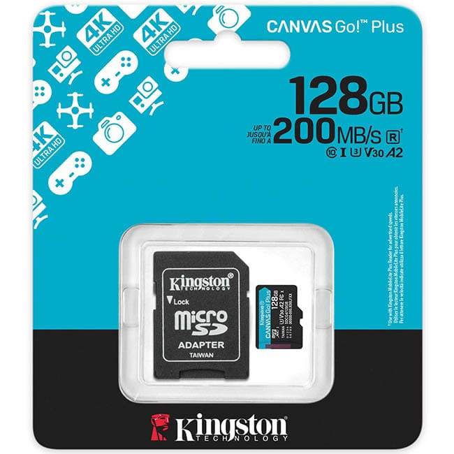 Карта памяти Kingston Canvas Go! microSDXC 128 ГБ (SDCG4/128GB) + SD адаптер