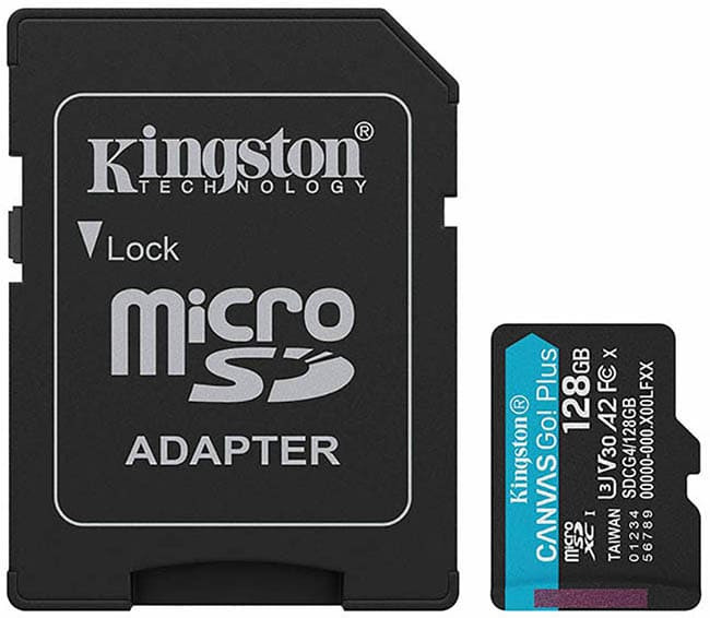 Карта памяти Kingston Canvas Go! microSDXC 128 ГБ (SDCG4/128GB) + SD адаптер