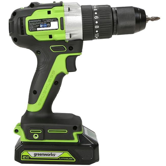 Дрель-шуруповерт ударная Greenworks GD24DD60K2 24V (60Нм) аккумуляторная, с АКБ 2 А/ч и ЗУ 3704107UA (в кейсе)