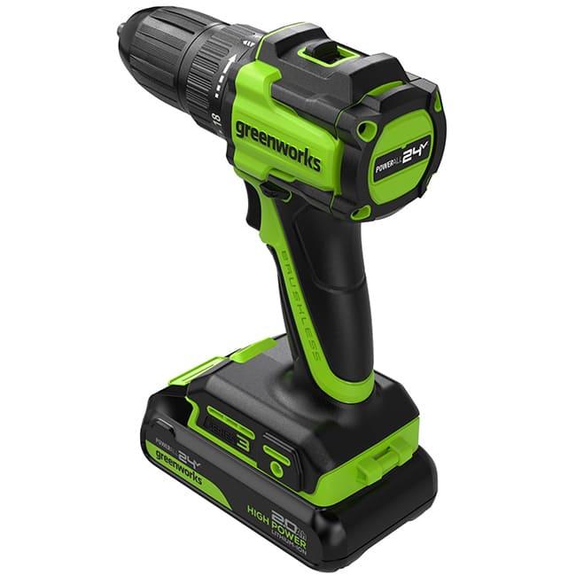 Дрель-шуруповерт Greenworks DD345K2 24V (27/45Нм) аккумуляторная, c АКБ 2 А/ч и ЗУ 3708307CUA