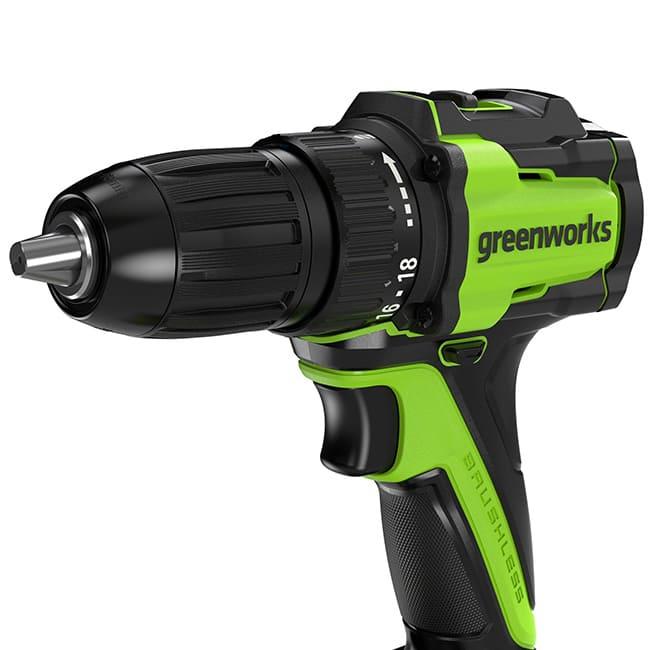 Дрель-шуруповерт Greenworks DD345K2 24V (27/45Нм) аккумуляторная, c АКБ 2 А/ч и ЗУ 3708307CUA