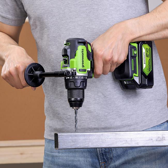 Дрель-шуруповерт Greenworks GD24DD90К4 24V (90Нм) аккумуляторная, с АКБ 4 А/ч и ЗУ 3707507CUВ